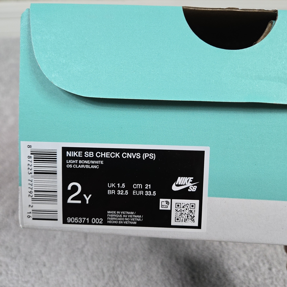 Nike SB Check Canvas Little Kids Skate Shoes Light Bone Off White Youth 2y - Picture 4 of 4
